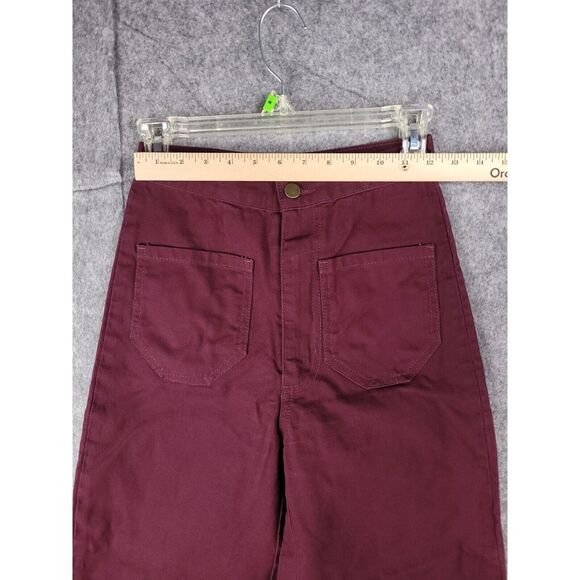 Lykke Wullf Muir Workwear Jean Pants Size XS (24x24) Wide Leg Cotton Maroon - Picture 5 of 8